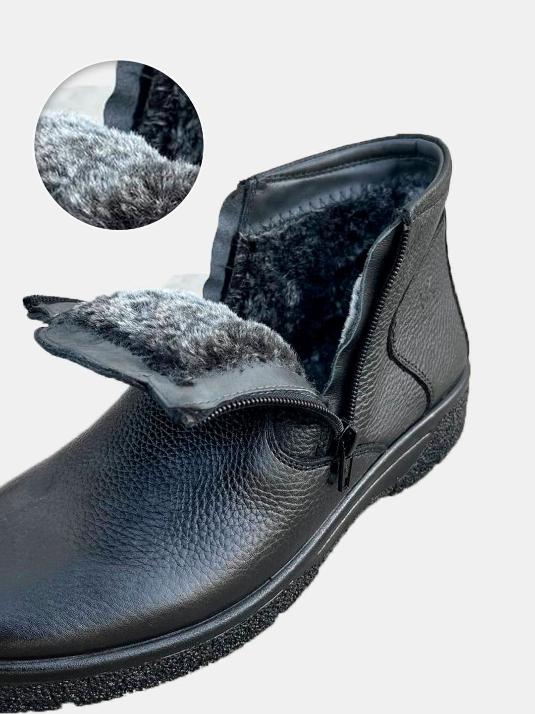 Men's boots made of genuine leather, with fur view 4